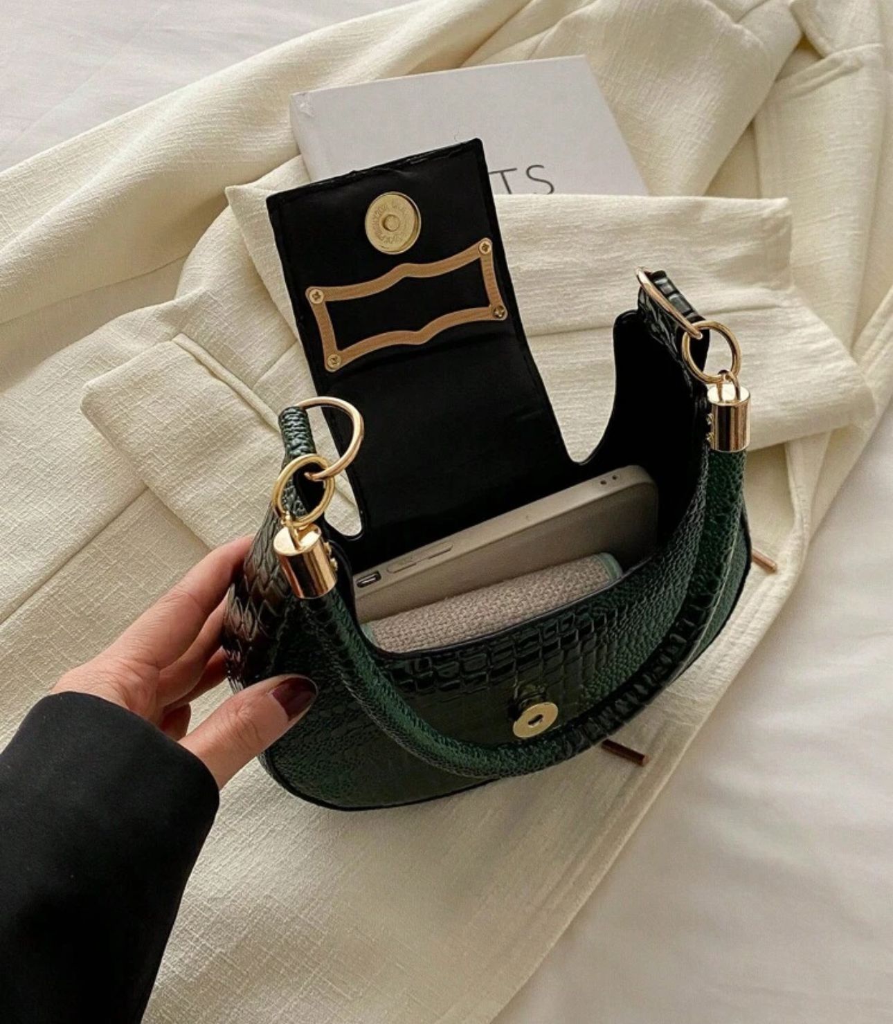 Retro Crocodile Moon Bag