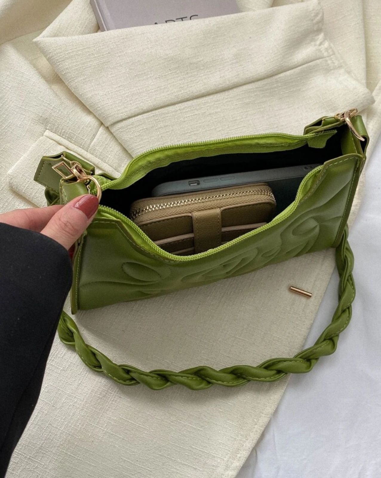 Olive Heart Quilted Bag