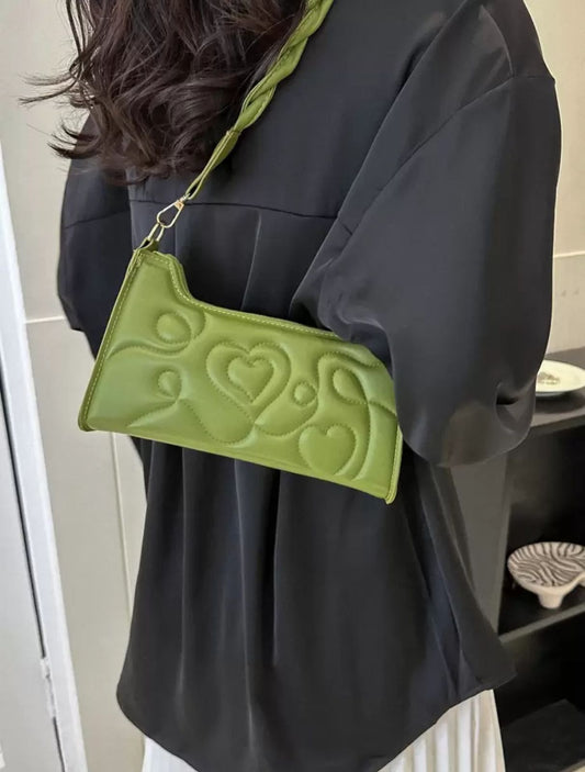 Olive Heart Quilted Bag